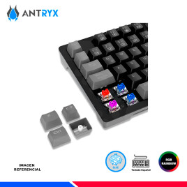 TECLADO MECANICO TKL ANTRYX MK840L BLACK/GRAY, SWITCH BLUE