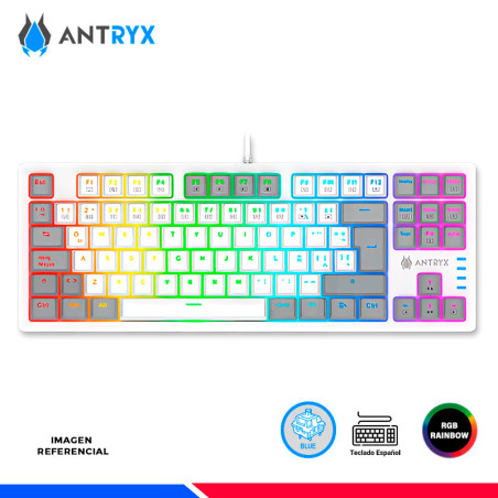 TECLADO MECANICO TKL ANTRYX MK840L WHITE, SWITCH BLUE