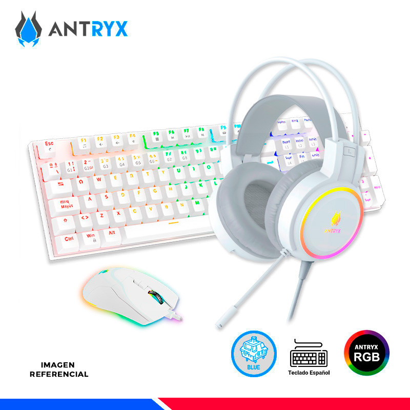 KIT GAMING ANTRYX GC-3100 X3 WHITE, TECLADO SWITCH BLUE, MOUSE, AURICULAR KIT GAMING ANTRYX GC-3100 X3 WHITE, TECLADO SWITCH BLUE, MOUSE, AURICULAR