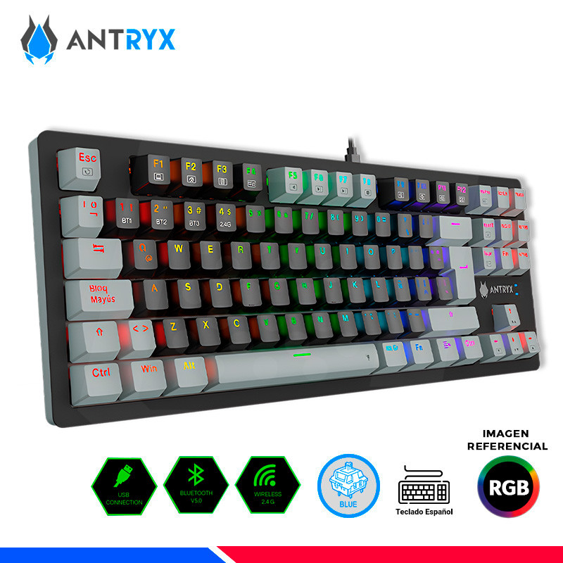 TECLADO MECANICO INALAMBRICO ANTRYX MK845 TRIX, SWITCH BLUE