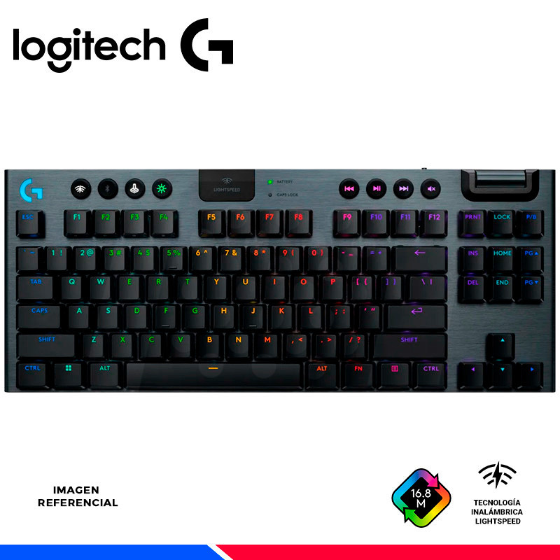 TECLADO GAMING LOGITECH G915 X LIGHTSPEED TKL, INALAMBRICO, RGB, BLACK