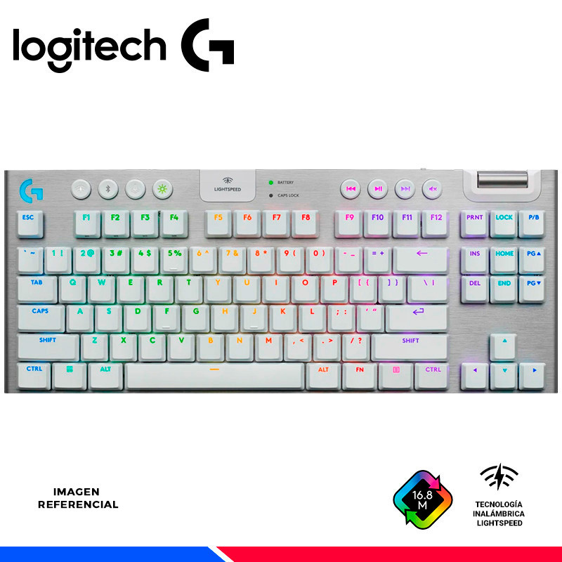 TECLADO GAMING LOGITECH G915 X LIGHTSPEED TKL, INALAMBRICO, RGB, WHITE