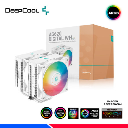 COOLER DE PROCESADOR DEEPCOOL AG620 DIGITAL WH, ARGB