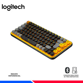TECLADO MECANICO LOGITECH POP KEYS WIRELESS/BT, BLACK/YELLOW