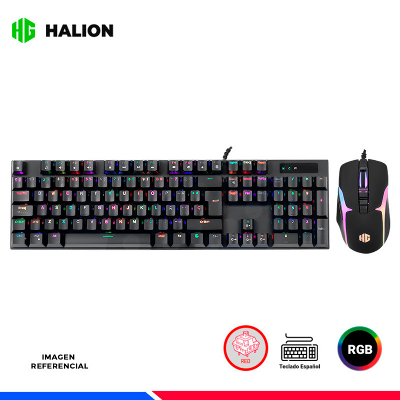 KIT GAMING HALION DAMON HA-863C BLACK, TECLADO + MOUSE, SWITCH RED, RGB KIT GAMING HALION DAMON HA-863C BLACK, TECLADO + MOUSE, SWITCH RED, RGB