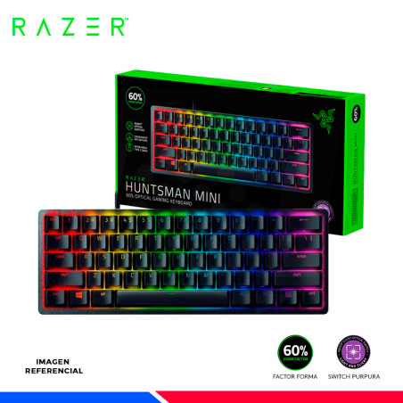 TECLADO RAZER HUNTSMAN, MECANICO, MINI OPTO, SWITCH PURPURA, BLACK