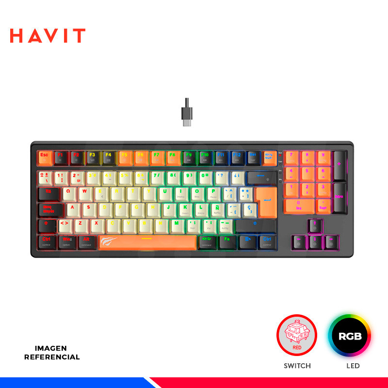 TECLADO HAVIT GAMENOTE KB512L-SP, MECANICO, SWITCH RED, LED-RGB TECLADO HAVIT GAMENOTE KB512L-SP, MECANICO, SWITCH RED, LED-RGB