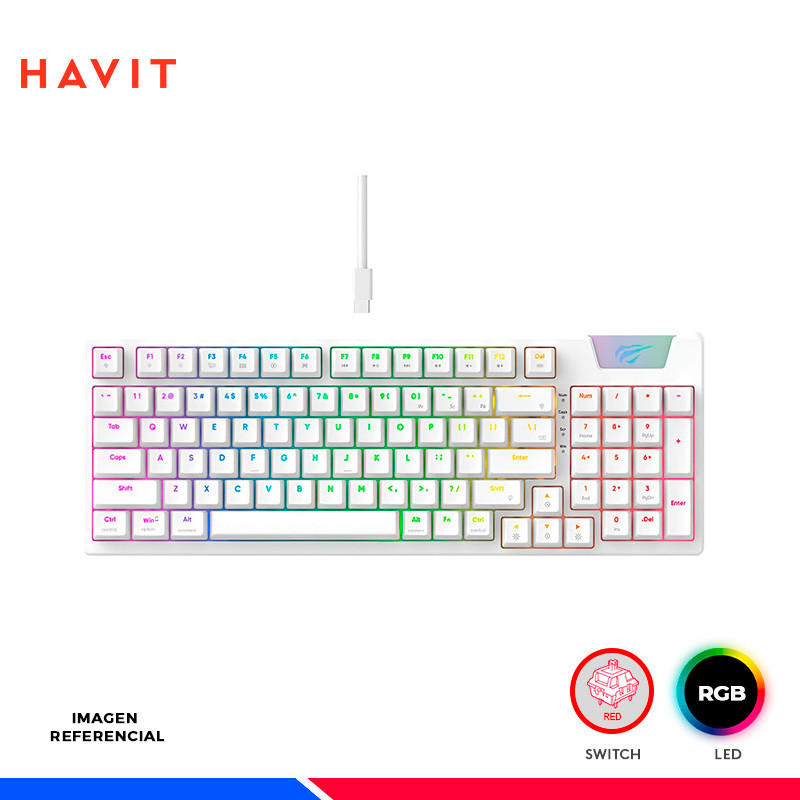TECLADO HAVIT GAMENOTE KB885L-SP, MECANICO, SWITCH RED, LED-RGB TECLADO HAVIT GAMENOTE KB885L-SP, MECANICO, SWITCH RED, LED-RGB