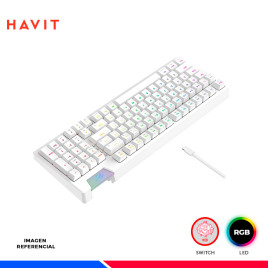 TECLADO HAVIT GAMENOTE KB885L-SP, MECANICO, SWITCH RED, LED-RGB