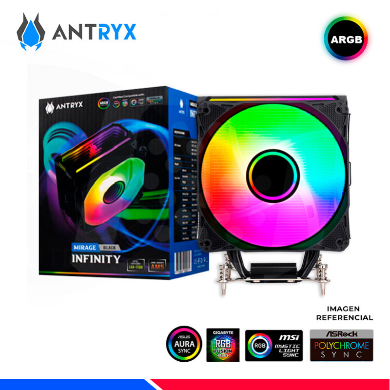COOLER DE PROCESADOR ANTRYX MIRAGE INFINITY BLACK, ARGB