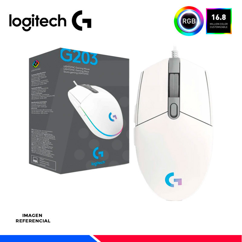 MOUSE GAMING LOGITECH G203 LIGHTSYNC RGB WHITE MOUSE GAMING LOGITECH G203 LIGHTSYNC RGB WHITE