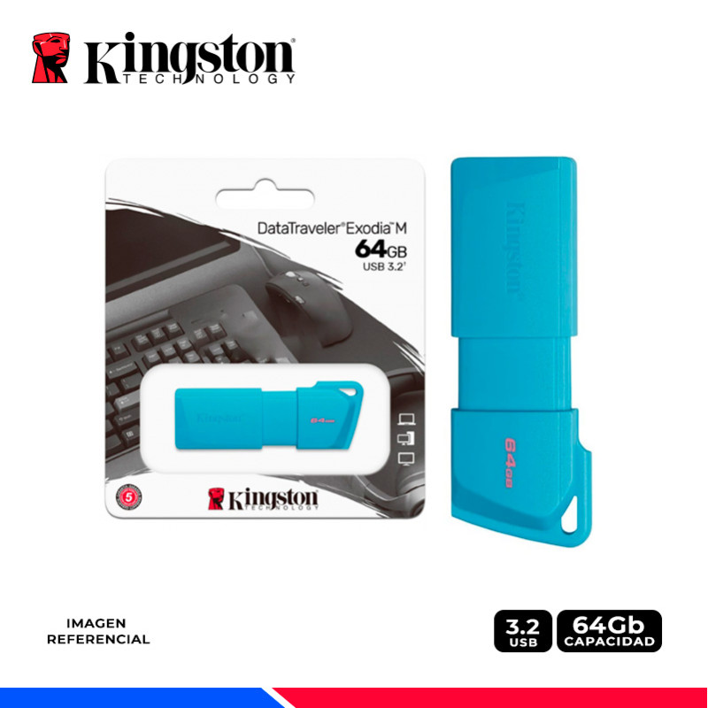 MEM, USB KINGSTON DATATRAVELER EXODIA M, 64GB USB 3.2 Gen 1, Blue