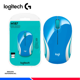 MOUSE INALAMBRICO LOGITECH M187 MINI AZUL