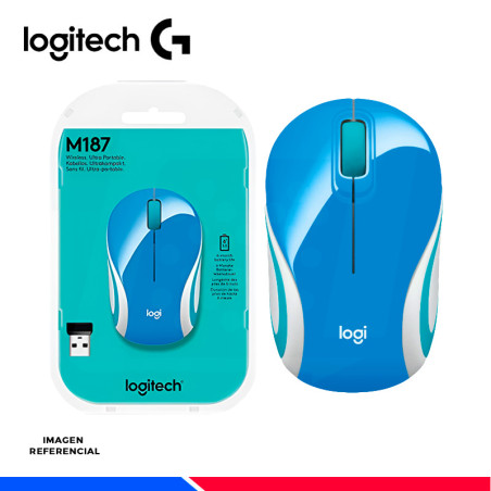 MOUSE INALAMBRICO LOGITECH M187 MINI AZUL