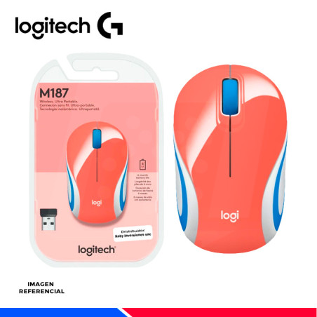 MOUSE INALAMBRICO LOGITECH M187 MINI CORAL