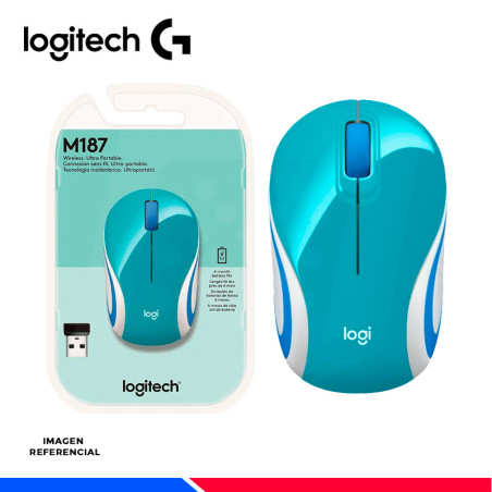 MOUSE INALAMBRICO LOGITECH M187 MINI LIGHT BLUE
