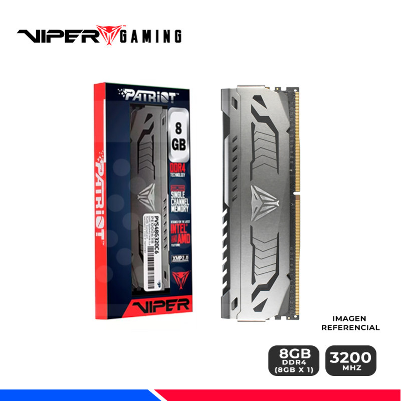 MEM. RAM PATRIOT VIPER STEEL 8GB DDR4 3200 MHZ.