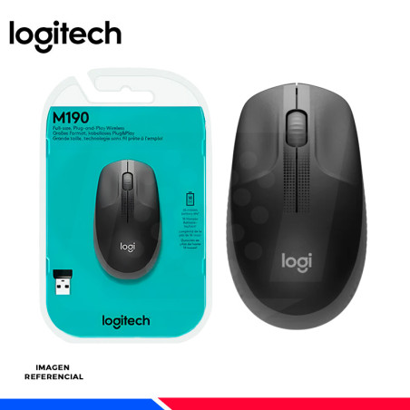 MOUSE LOGITECH M190 WIRELESS FULL SIZE CHARCOAL