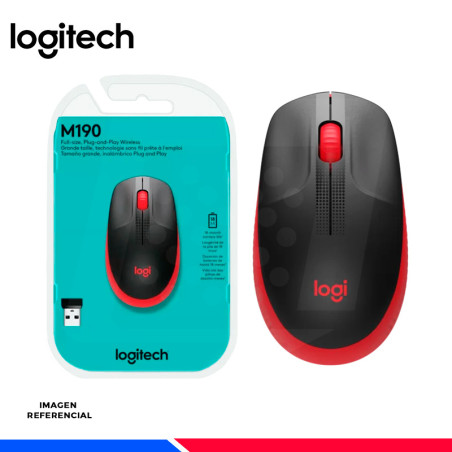 MOUSE LOGITECH M190 WIRELESS FULL SIZE RED