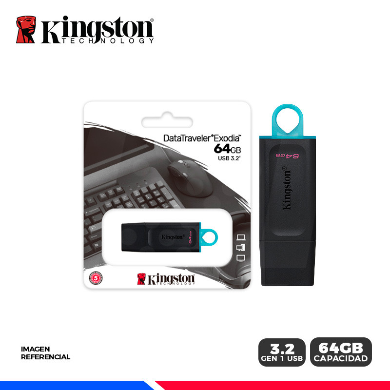 MEM. USB KINGSTON DATA TRAVELER EXODIA, 64GB, USB 3.2 GEN 1