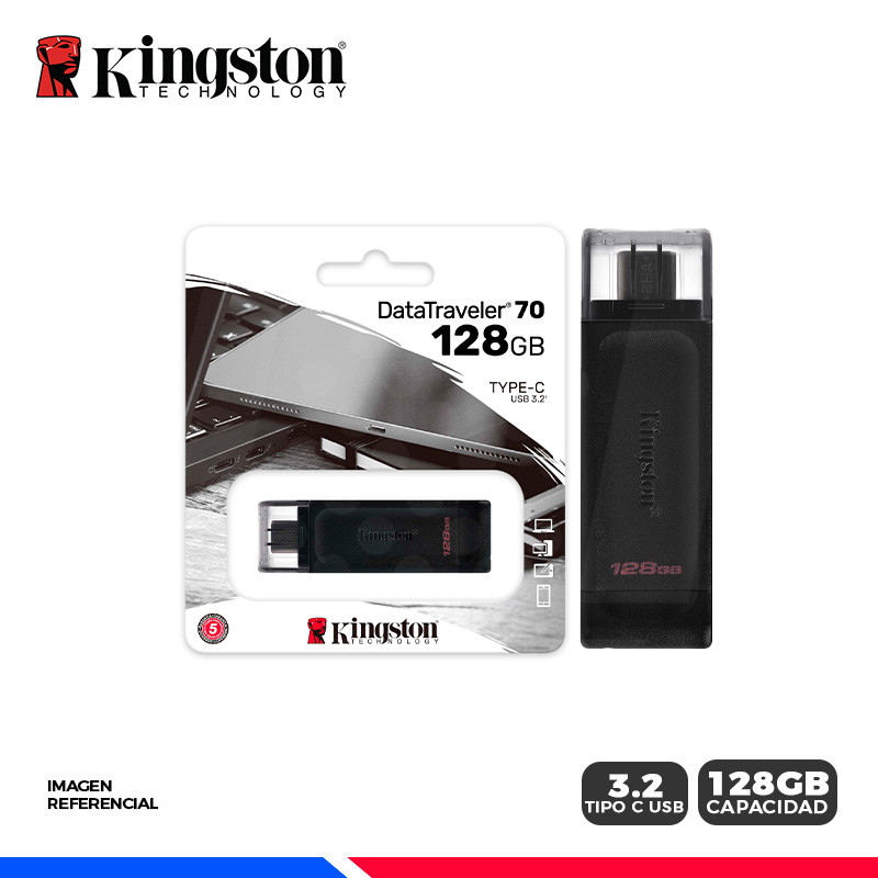 MEM. USB KINGSTON DATATRAVELER 70, 128GB USB-C 3.2, GEN 1, Black
