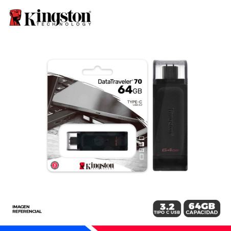 MEM. USB KINGSTON DATATRAVELER 70, 64GB USB-C 3.2, GEN 1 BLACK