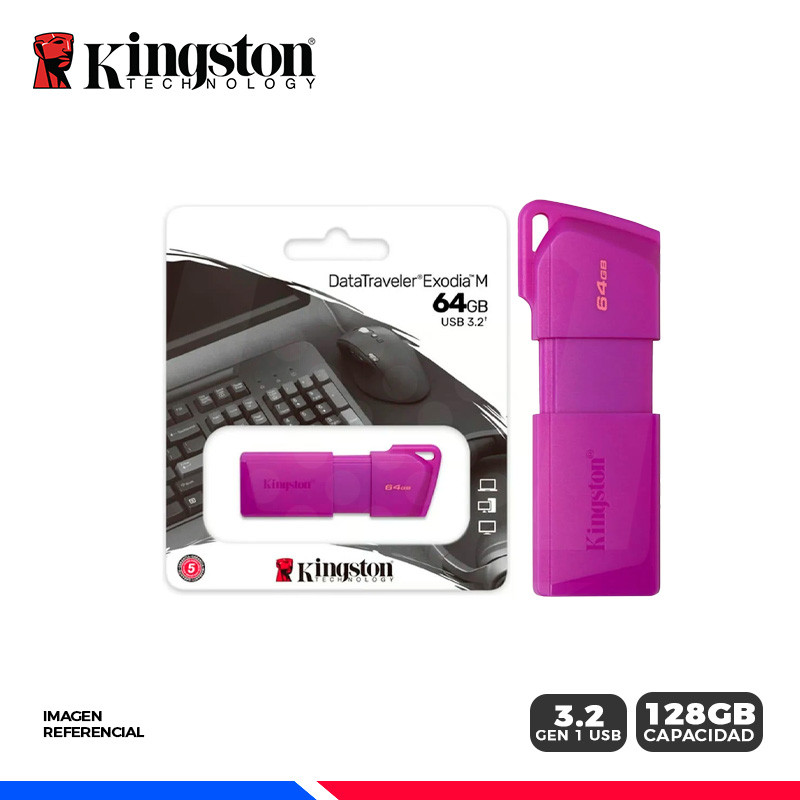 MEM. USB KINGSTON DATATRAVELER EXODIA M 64GB USB 3.2 PURPURA