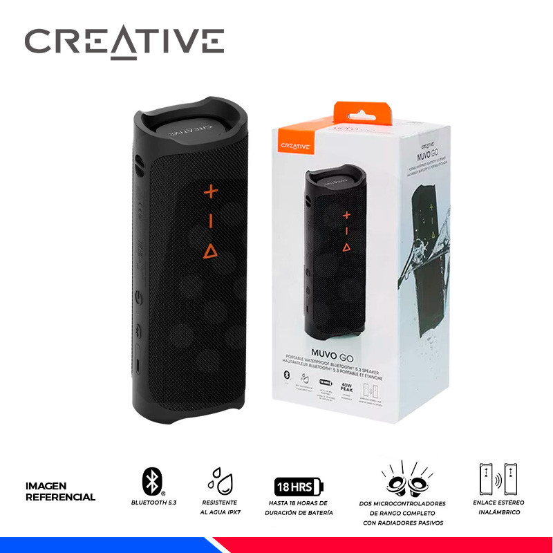 PARLANTE CREATIVE MUVO GO, 20W, BLUETOOTH, BLACK