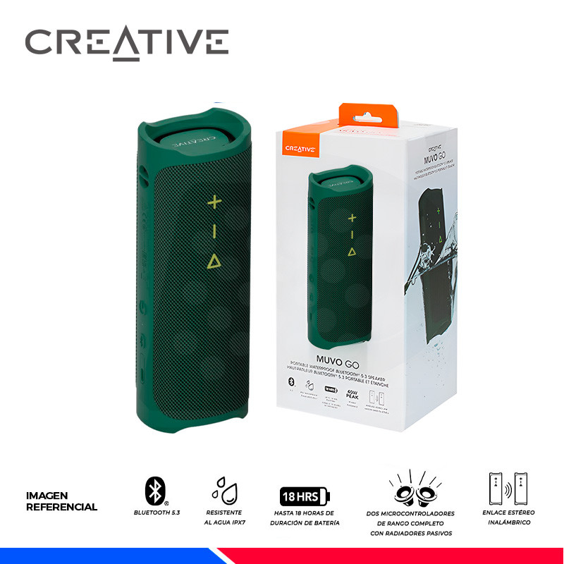 PARLANTE CREATIVE MUVO GO, 20W, BLUETOOTH, GREEN PARLANTE CREATIVE MUVO GO, 20W, BLUETOOTH, GREEN