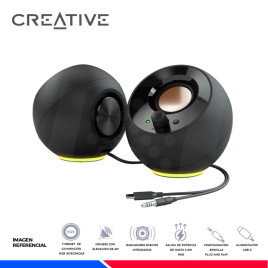 PARLANTE CREATIVE PEBBLE SE RGB, 2.0, USB-C, BLACK
