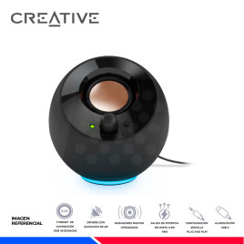 PARLANTE CREATIVE PEBBLE SE RGB, 2.0, USB-C, BLACK