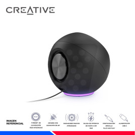 PARLANTE CREATIVE PEBBLE SE RGB, 2.0, USB-C, BLACK