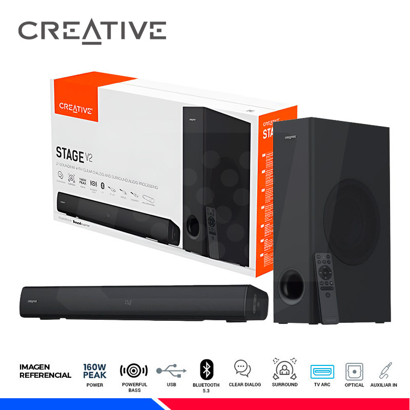 PARLANTE CREATIVE SOUND BAR STAGE V2, BT, BLACK PARLANTE CREATIVE SOUND BAR STAGE V2, BT, BLACK