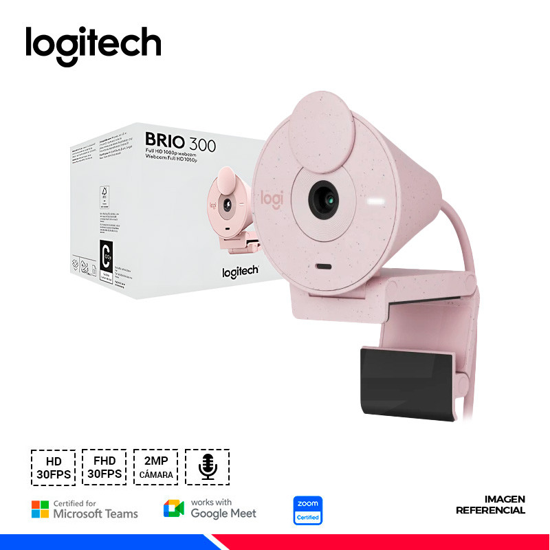 CAMARA WEB LOGITECH BRIO 300 FHD 1080p USB-C ROSE CAMARA WEB LOGITECH BRIO 300 FHD 1080p USB-C ROSE