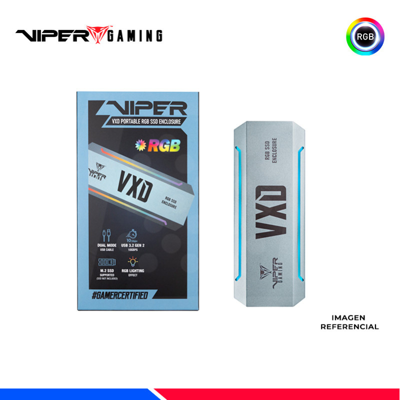 CASE PORTABLE PATRIOT VIPER GAMING VXD 860, PARA SSD M.2 PCIe, RGB