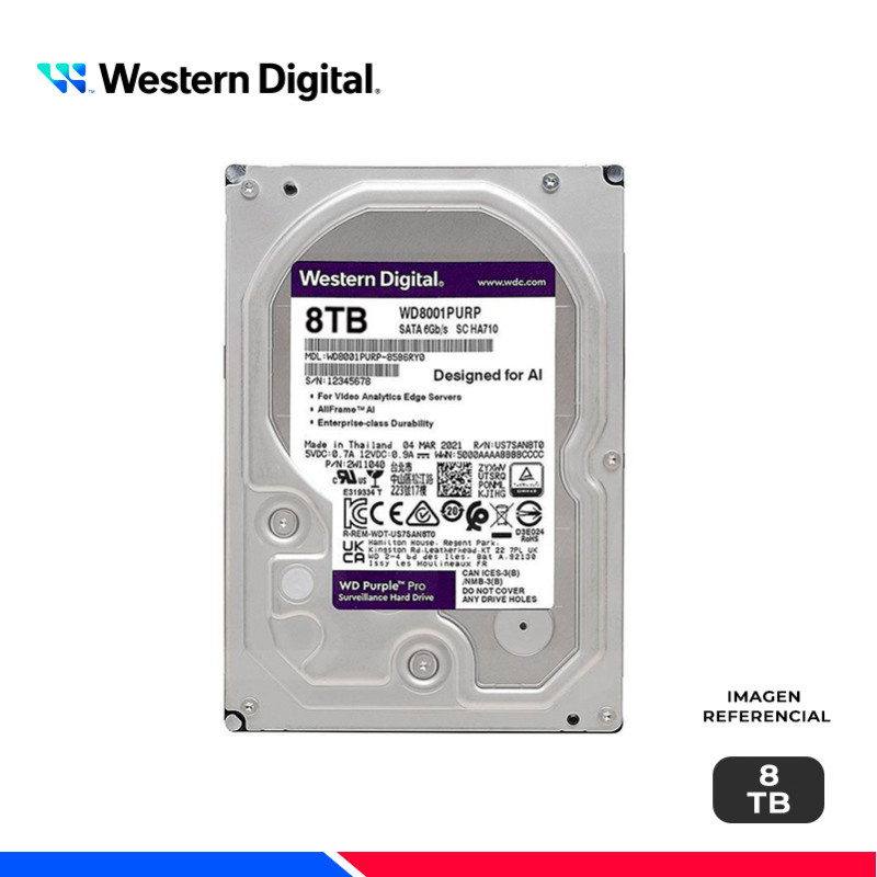 DISCO DURO WESTERN DIGITAL PURPURA SURVEILLANCE PRO, 8TB