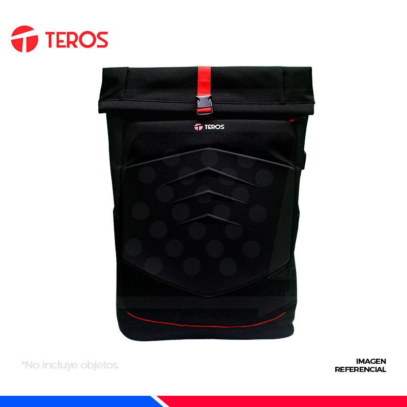 MOCHILA GAMING TEROS TE-IDS18588, POLIESTER, 15.6", NEGRO/ROJO