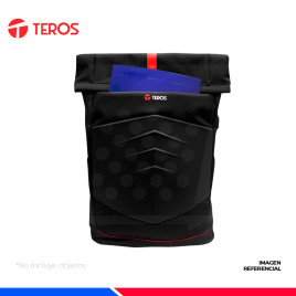 MOCHILA GAMING TEROS TE-IDS18588, POLIESTER, 15.6", NEGRO/ROJO
