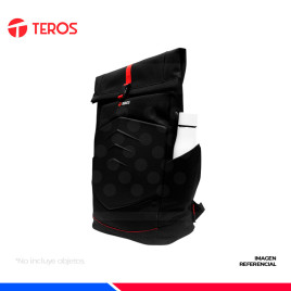 MOCHILA GAMING TEROS TE-IDS18588, POLIESTER, 15.6", NEGRO/ROJO