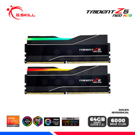MEM. RAM G.SKILL TRIDENT Z5 NEO RGB BLACK, 64GB (32x2) DDR5 6000 MHz, CL36