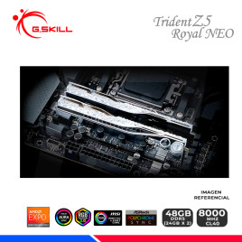 MEM. RAM G.SKILL TRIDENT Z5 ROYAL NEO AMD, 48GB (16x2) DDR5 8000 MHz, CL40