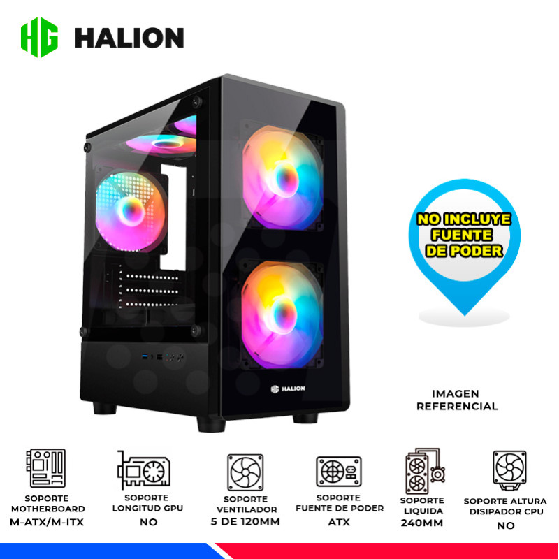 CASE HALION LUNA P25, 3 COOLER RGB, V/TEMPLADO