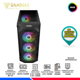 CASE GAMDIAS AURA GC1 ELITE, 4 FAN RGB, V/TEMPLADO