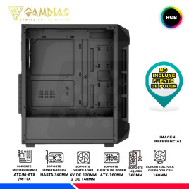CASE GAMDIAS AURA GC1 ELITE, 4 FAN RGB, V/TEMPLADO
