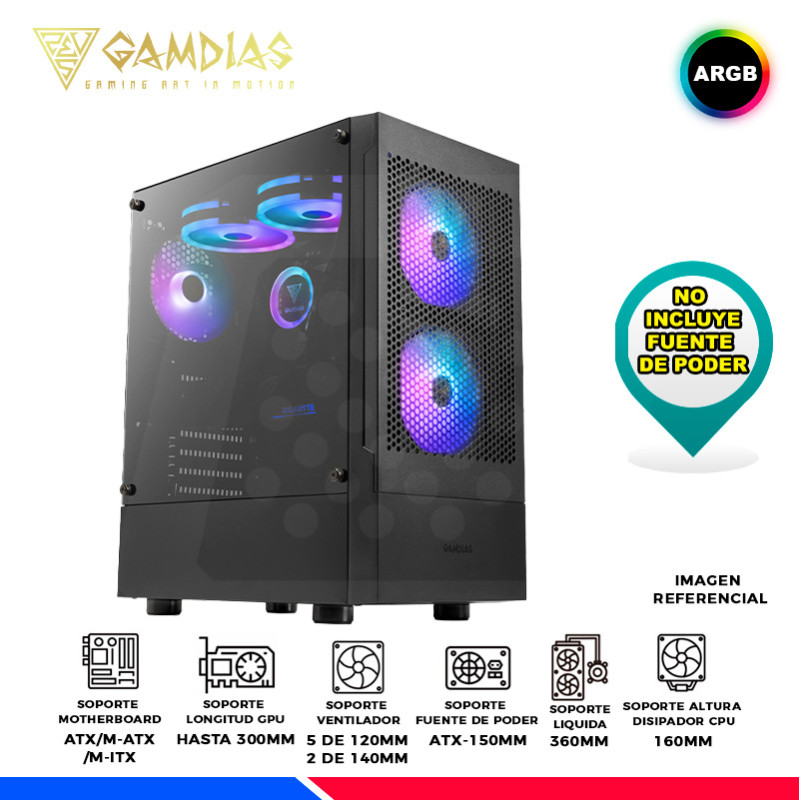 CASE GAMDIAS TALOS E3 MESH, 3 FAN ARGB, V/TEMPLADO
