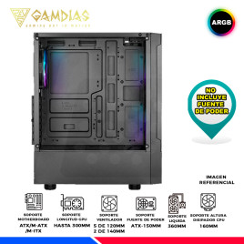 CASE GAMDIAS TALOS E3 MESH, 3 FAN ARGB, V/TEMPLADO