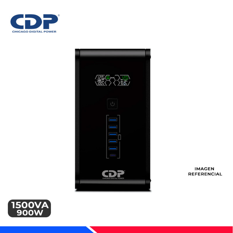 UPS CDP R-SMART1510i, 1500VA/900W, 10 Tomas, 5 USB Tipo-A, 1 USB Tipo-C
