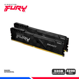 MEM. RAM KINGSTON FURY BEAST, 32GB (2x16GB) DDR4 3200 Mhz.