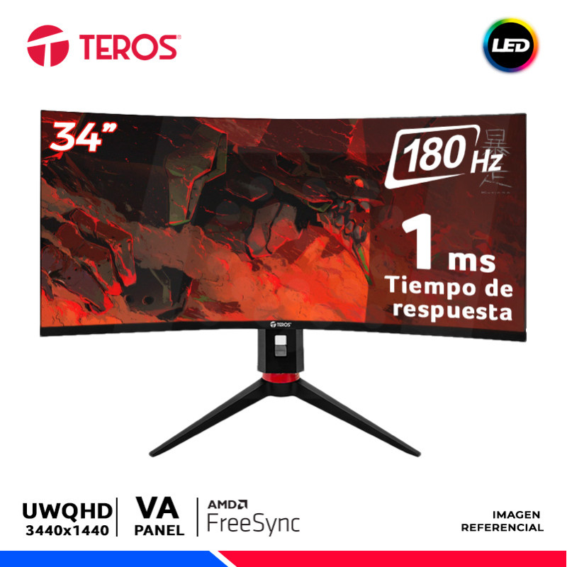 MONITOR GAMING TEROS TE-3411G, 34" CURVO VA, WQHD, 180Hz, 1ms, FreeSync MONITOR GAMING TEROS TE-3411G, 34" CURVO VA, WQHD, 180Hz, 1ms, FreeSync
