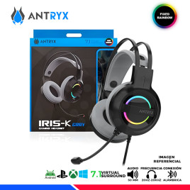 AURICULAR ANTRYX IRIS-K GRAY, 7.1 VIRTUAL SURROUND, USB, RAINBOW
